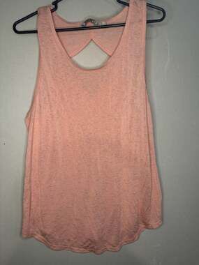 Athleta Breezy Keyhole Back Linen Blend Tank Top Salmon Pink XL Tall